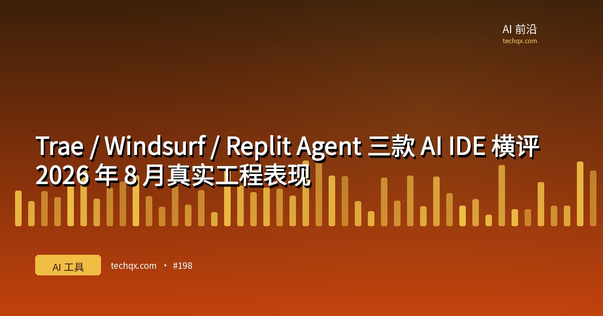 Trae / Windsurf / Replit Agent 三款 AI IDE 横评:2026 年 8 月真实工程表现